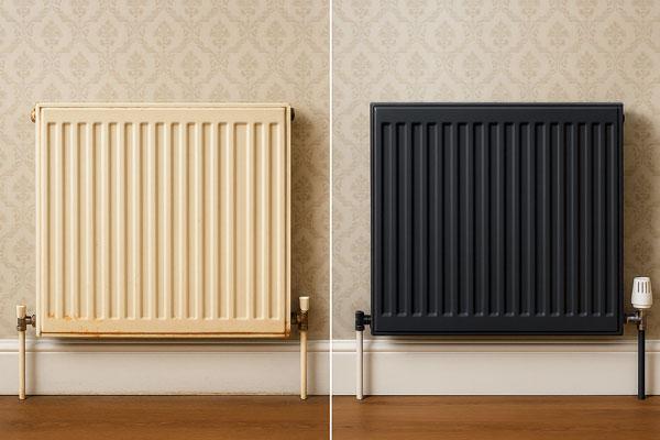 Radiator painting before and after in Brackley